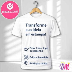 Camisa Infantil Poliéster Branca Sublimada Estampa Frente