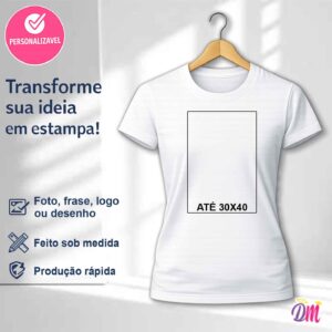 Baby Look Reta Poliéster Branca Sublimada Estampa A3