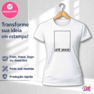 Baby Look Reta Poliéster Branca Sublimada Estampa A4