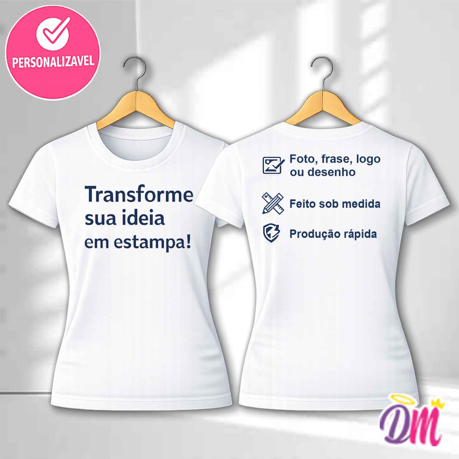 Baby Look Branca Sublimada