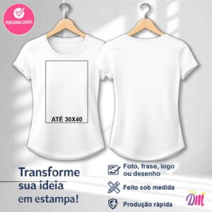 Baby Look Boleada Poliéster Branca Sublimada Estampa A3