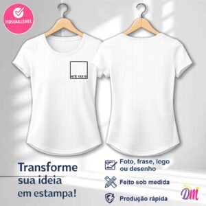 Baby Look Boleada Poliéster Branca Sublimada Estampa Peito (10x10)