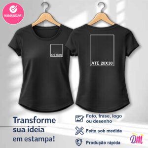 Baby Look Boleada Poliéster Color Estampa Peito 10x10 e Costa A4