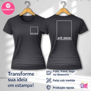 Baby Look Reta Poliéster Color Estampa frente 10x10 e Costa A4
