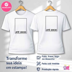 Camisa Algodão Branca ou Preta Estampa Frente A4 + Costa A4