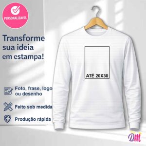 Camisa Manga Longa Dry Fit Branca Estampa A4