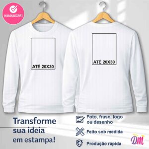 Camisa Manga Longa Dry Fit Branca Estampa Frente A4 e Costa A4