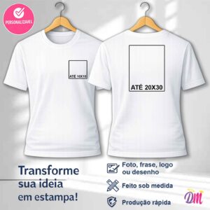 Camisa Algodão Branca ou Preta Estampa Frente 10x10 e Costa A4