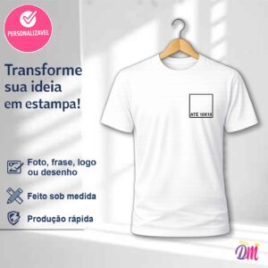 Camisa Algodão Branca ou Preta Estampa DTF Peito (10x10)