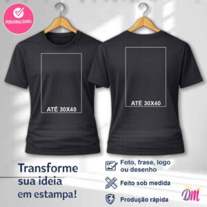 Camisa Dry Fit Preta Estampa Frente A3 + Costa A3