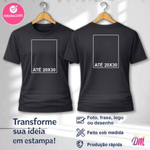 Camisa Dry Fit Preta Estampa Frente A4 + Costa A4