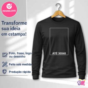 Camisa Manga Longa Dry Fit Preta Estampa A3