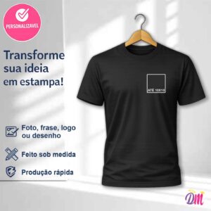 Camisa Dry Fit Preta Estampa Peito (10x10)