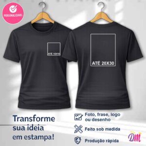 Camisa Dry Fit Preta Estampa Frente 10x10 + Costa A4