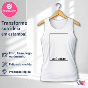 Regata Unissex Branca Poliéster Sublimada Estampa A3