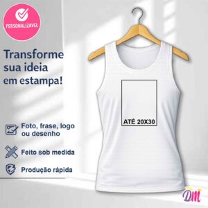 Regata Unissex Branca Poliéster Sublimada Estampa A4