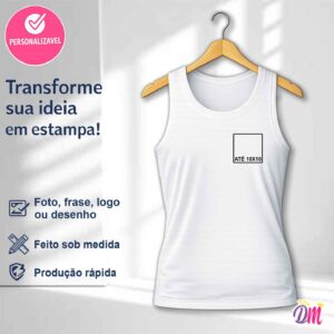 Regata Unissex Branca Poliéster Sublimada Estampa Peito 10x10