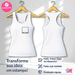 Regata Nadador Branca Poliéster Sublimada Estampa Peito 10x10